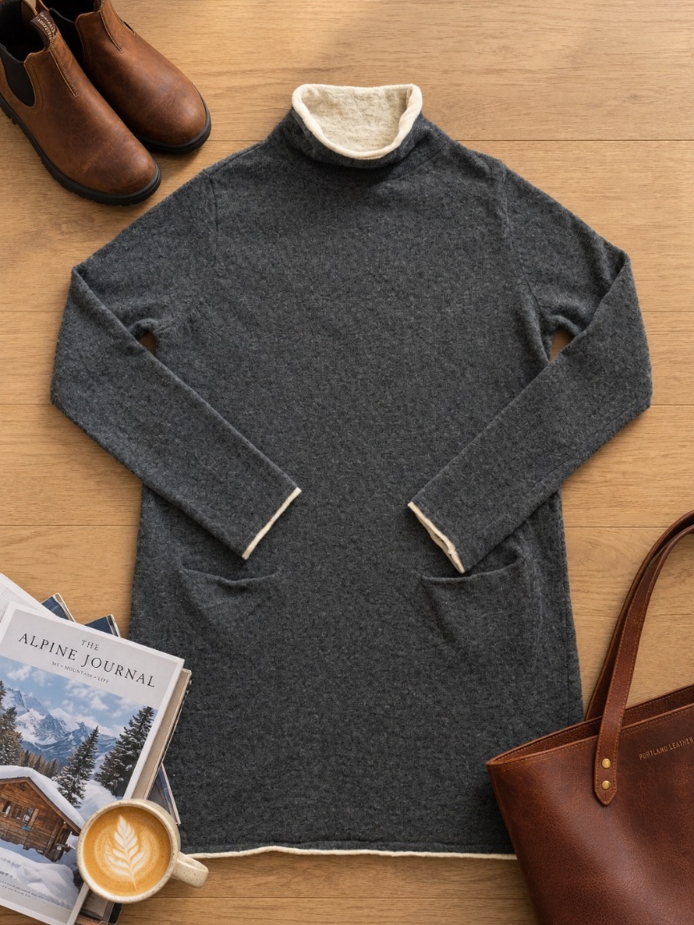 Pendleton 100% Merino Wool Turtleneck Tunic Sweater Dress Women’s S Gray